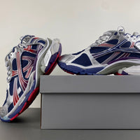 Low Top Sneakers, Blue Red Silver Colorway, Lace Up Design, Casual Gift for Sneaker Fans