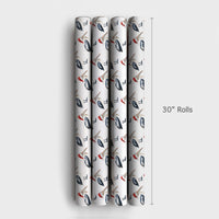 Coastal Holiday Bird Gift Wrap, Santa Pelican Christmas Wrapping Paper, Beachy Wildlife Wrapping Paper, Nautical Xmas Gift Wrap Roll