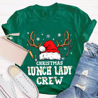Santa Hat Kitchen Utensils Graphic Tee, Christmas Lunch Lady Shirt, School Cafeteria Worker Holiday T-Shirt, Lunch Lady Xmas Present