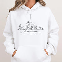 Minimalist Holy Night Hooded Sweatshirt, A Thrill of Hope Nativity Hoodie, Christian Christmas Scripture Pullover, Faith Holiday Sweater