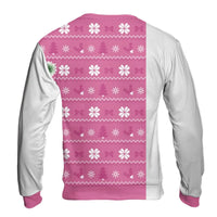 Pastel Ugly Christmas Sweater, Pink and Blue Split Color Christmas Sweatshirt, Split Pattern Holiday Sweatshirt, Festive Crewneck Pullover