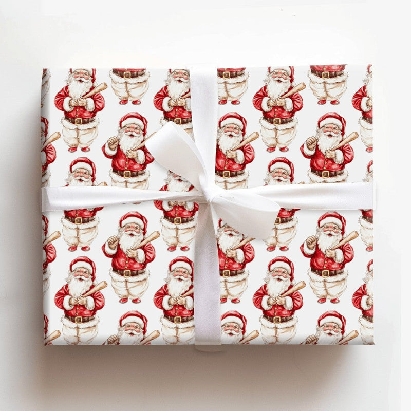 Baseball Christmas Gift Wrap, Watercolor Baseball Santa Wrapping Paper, Sports Holiday Wrapping Paper, Baseball Fan Christmas Gift Wrap Roll