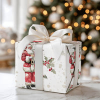 Santa Champagne Coupe Gift Wrap, Champagne Santa Wrapping Paper, Watercolor Holly Berry Wrapping Paper, Elegant Christmas Wrapping Paper