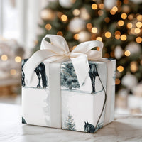 Watercolor Winter Horse Gift Wrap, Friesian Horse Christmas Wrapping Paper, Equestrian Holiday Wrapping Paper, Black Horse Wrapping Paper