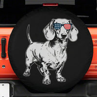 Patriotic Wiener Dog Ceramic Christmas Keepsake, Dachshund American Flag Sunglasses Star Ornament, Holiday Tree Ornament, Dog Lover Present