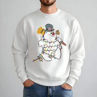 Holiday Lights Christmas Sweater, Snowman Christmas Sweatshirt, Adorable Holiday Crewneck, Festive Winter Sweatshirt, Christmas Present for Family