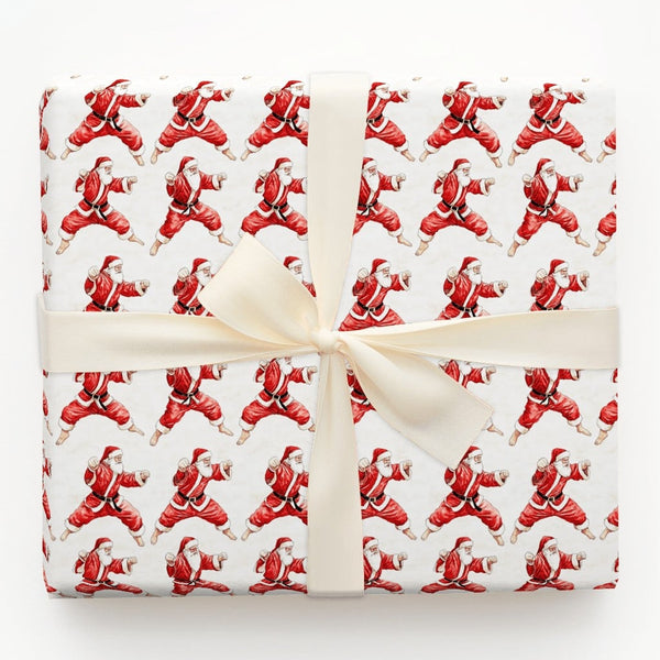 Martial Arts Santa Gift Wrap, Karate Santa Christmas Wrapping Paper, Humorous Holiday Wrapping Paper, Secret Santa Martial Ar