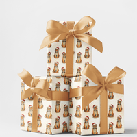 Santa Hat Animal Gift Wrap, Tiger Christmas Wrapping Paper, Festive Wildlife Holiday Wrapping Paper, Adorable Winter Safari Gift Wrap Paper Roll