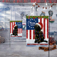Double-Sided Holiday Yard Flag, Black Cat Christmas Garden Flag Bombay Cat Santa Hat American Flag, Cat Lover Xmas Decor Present