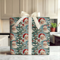 Christmas Tree Gift Wrap, Vintage Santa Wrapping Paper, Nostalgic Holiday Wrapping Paper, Retro Xmas Paper, Winter Gift Wrap Roll
