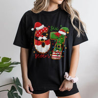 Humorous Santa and Elf Graphic Tee, Christmas Number 67 T-Shirt, Retro Holiday 67 Shirt, Xmas Birthday Party Tee for Him Her