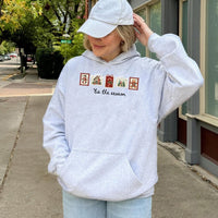 Vintage Holiday Postage Stamp Sweatshirt, Retro Christmas Stamp Hoodie, Comfy Tis the Season Graphic Hooded Pullover, Xmas Winter Present