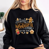Most Wonderful Time Sweatshirt, Christmas Gingerbread Sweatshirt, Adorable Holiday Cookie Sweater, Festive Xmas Graphic Sweatshirt, Winter Present