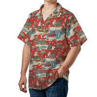 Santa Claus Beach Button Up Shirt, Tropical Christmas Hawaiian Shirt, Humorous Holiday Hawaiian Shirt, Tropical Santa Graphic Shirt, Xmas Present