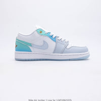 Retro Low Top Basketball Shoes, White Blue Colorway, Lace Up Design, Casual Gift for Shoe Lovers