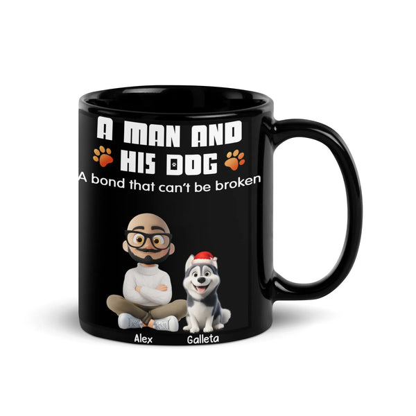 Personalized Cartoon Pet Portrait Mug, Custom Dog Dad Coffee Mug, Ceramic Dog Lover Cup, Father's Day and Christmas Present f