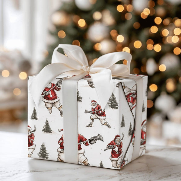 Axe Guitar Rockstar Santa Wrapping Paper, Heavy Metal Santa Wrapping Paper, Humorous Rock and Roll Christmas Wrapping Paper, 