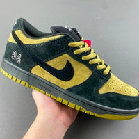 Low Top Sneakers, Army Green Yellow Colorway, Lace Up Design, Casual Gift for Sneaker Fans