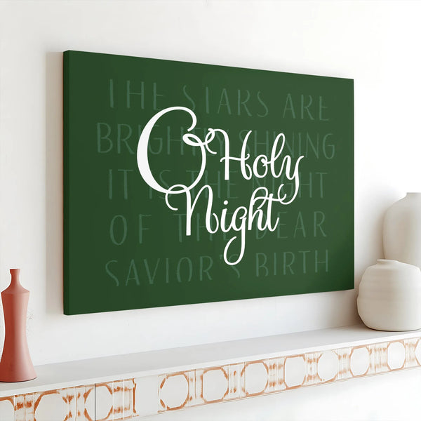 Christmas Song Lyrics Wall Art, O Holy Night Canvas Print, Holiday Religious Canvas Decor, Christian Christmas Canvas, Season