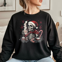 Spooky Christmas Skull Crewneck Sweatshirt, Skeleton Santa Sweatshirt, Humorous Goth Holiday Sweater, Retro Xmas Pullover Sweatshirt