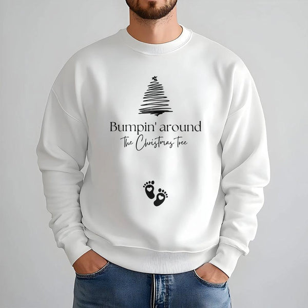 Holiday Pregnancy Announcement Sweater, Bumpin Around the Christmas Tree Sweatshirt, Humorous Baby Reveal Crewneck, Expecting