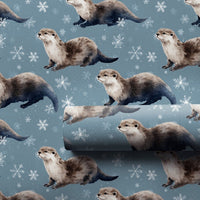Winter Snowflake Wrapping Paper, Otter Gift Wrapping Paper, Adorable Animal Holiday Wrapping Paper, Christmas Gift Wrap for Otter Lovers