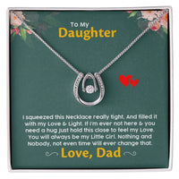 Dancing Crystal Horseshoe Pendant Necklace, To My Daughter Horseshoe Necklace, Sentimental Birthday Christmas Jewelry Present from Dad
