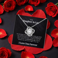 Cubic Zirconia Pendant Necklace, Daughter in Law Love Knot Necklace, White Gold Finish Love Knot Necklace, Birthday Christmas Present for Her