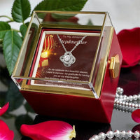 Bonus Daughter Love Knot Necklace, Stepdaughter Love Knot Necklace, Gold CZ Crystal Necklace, Christmas Present for Stepdaughter, Xmas Present