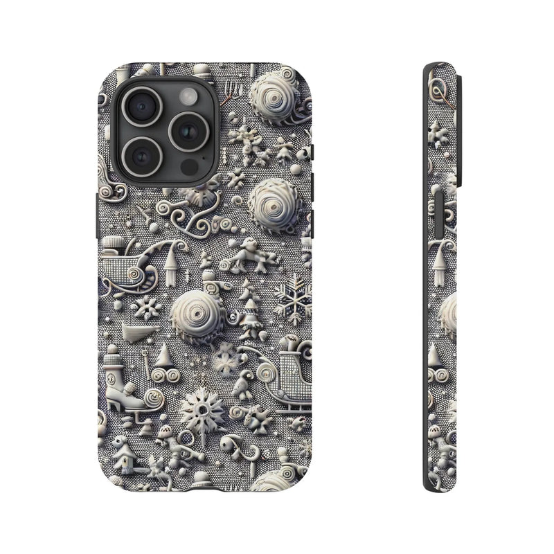 3D Sculpted Snowman Snowflake Phone Case, Winter Wonderland Phone Case for iPhone, Festive Christmas Phone Case, Holiday Present Phone Case