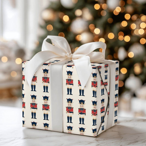 Classic Toy Soldier Christmas Paper, Nutcracker Gift Wrapping Paper, Festive Holiday Present Wrap, Regimental Winter Packagin