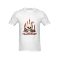 Gothic Christmas Skull Graphic Tee, Freaking Merry Skull T-Shirt, Dark Holiday Skull Shirt, Creepy Xmas Apparel, Holiday Present for Men