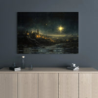Nativity Night Canvas Print, Star of Bethlehem Canvas Art, Christian Christmas Wall Art, Bethlehem City Canvas Decor, Religious Holiday Present