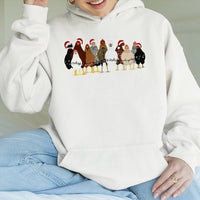 Adorable Santa Hat Chickens Holiday Lights Hooded Sweatshirt, Christmas Chicken Hoodie, Humorous Farmer Xmas Pullover, Chicken Lover Holiday Present