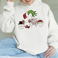 Humorous Dental Tooth Holiday Hooded Sweatshirt, Dentist Christmas Hoodie, Hygienist Christmas Sweater, Dental Clinic Holiday Present