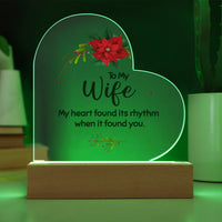 Poinsettia LED Night Light Plaque, To My Wife Christmas Heart Acrylic Plaque, Romantic Wife Acrylic Heart Plaque, Holiday Present for Her