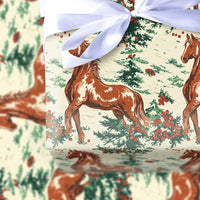 Equestrian Holiday Gift Wrap, Vintage Horse Christmas Wrapping Paper, Rustic Pony Pine Tree Wrapping Paper, Winter Holiday Horse Lover Present