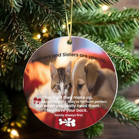 Sibling Family Ornament, Brothers and Sisters Cat and Dog Ornament, Ceramic Pet Quote Ornament, Christmas Tree Decoration, Sibling Xmas Present