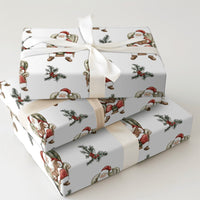 Comfy Bookish Christmas Gift Wrap, Reading Santa Claus Wrapping Paper, Watercolor Santa Present Wrap, Nostalgic Holiday Packaging