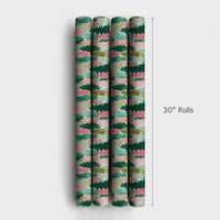 Watercolor Pine Tree Holiday Gift Wrap, Pink and Green Christmas Tree Wrapping Paper, Modern Pastel Christmas Wrapping Paper, Holiday Wrap