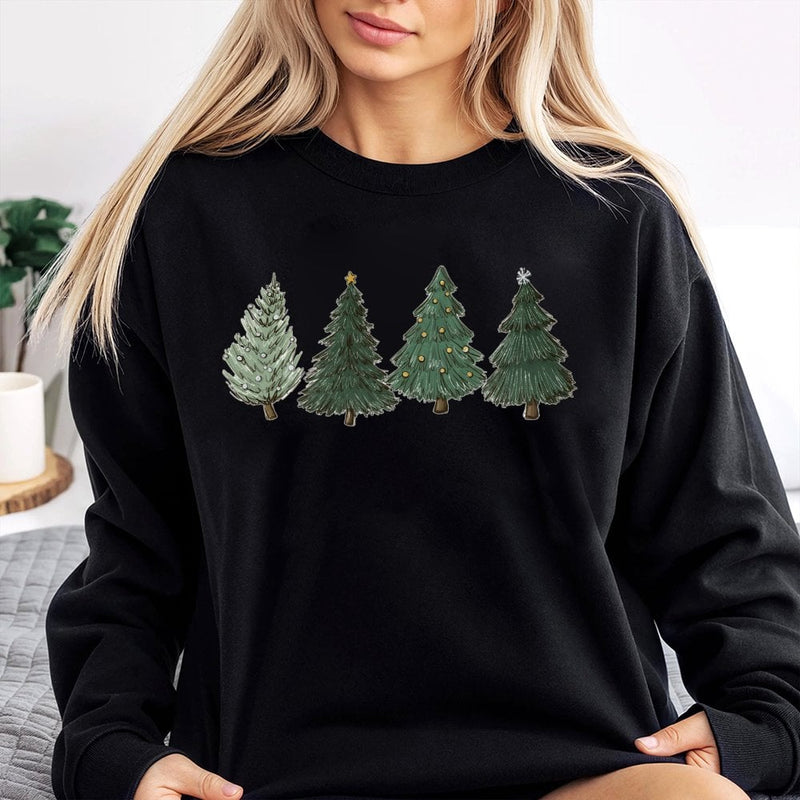 Hand Drawn Pine Tree Holiday Crewneck, Minimalist Christmas Tree Sweatshirt, Comfy Winter Forest Sweater, Neutral Xmas Graphic Pullover
