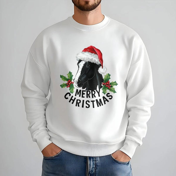 Santa Hat Equestrian Holiday Crewneck, Horse Christmas Sweatshirt, Festive Western Horse Lover Sweater, Adorable Xmas Animal 