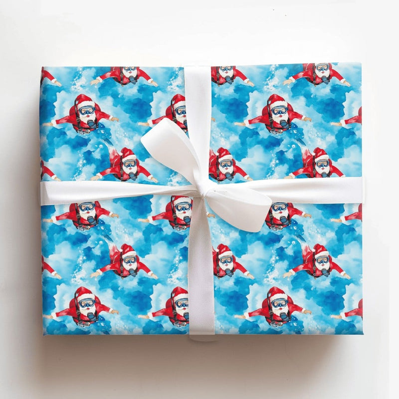 Underwater Diving Holiday Gift Wrap, Scuba Santa Christmas Wrapping Paper, Ocean Christmas Wrapping Paper, Tropical Secret Santa Gift Wrap