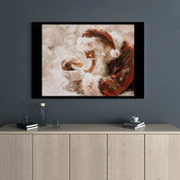 Religious Christmas Oil Painting Canvas Print, Santa Holding Baby Jesus Canvas, Christian Nativity Wall Art, Holiday Season Present Decor