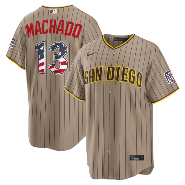 Fourth of July San Diego Padres Manny Machado Sand USA 250 Stadium Jersey