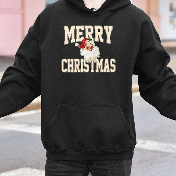 Vintage Santa Claus Hooded Sweatshirt, Merry Christmas Santa Hoodie, Retro Holiday Pullover, Comfy Xmas Winter Sweater, Chris