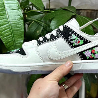 Low Top Sneakers, White Black Colorway, Lace Up Design, Casual Gift for Sneaker Fans