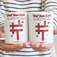 Custom Crossword Coworker Coffee Cup, Best Team Ever Appreciation Mug, Staff Recognition Mug, Christmas Thank You Present for Employees