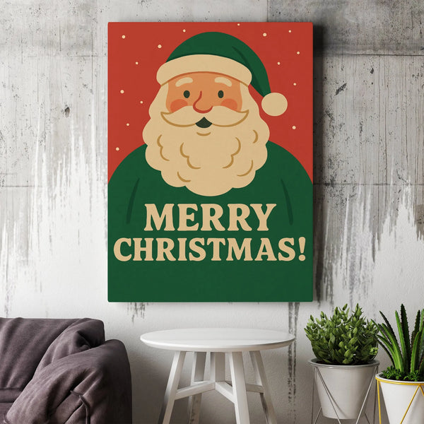 Merry Christmas Wall Canvas Decor, Retro Santa Claus Canvas Art, Vintage Holiday Canvas Print, Festive Winter Home Wall Art D