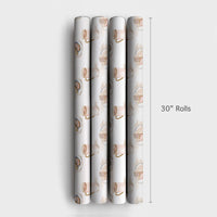 Pink Mug Cookie Gift Wrap, Watercolor Hot Cocoa Wrapping Paper, Holiday Sweets Wrapping Paper, Adorable Baker Christmas Wrapping Paper